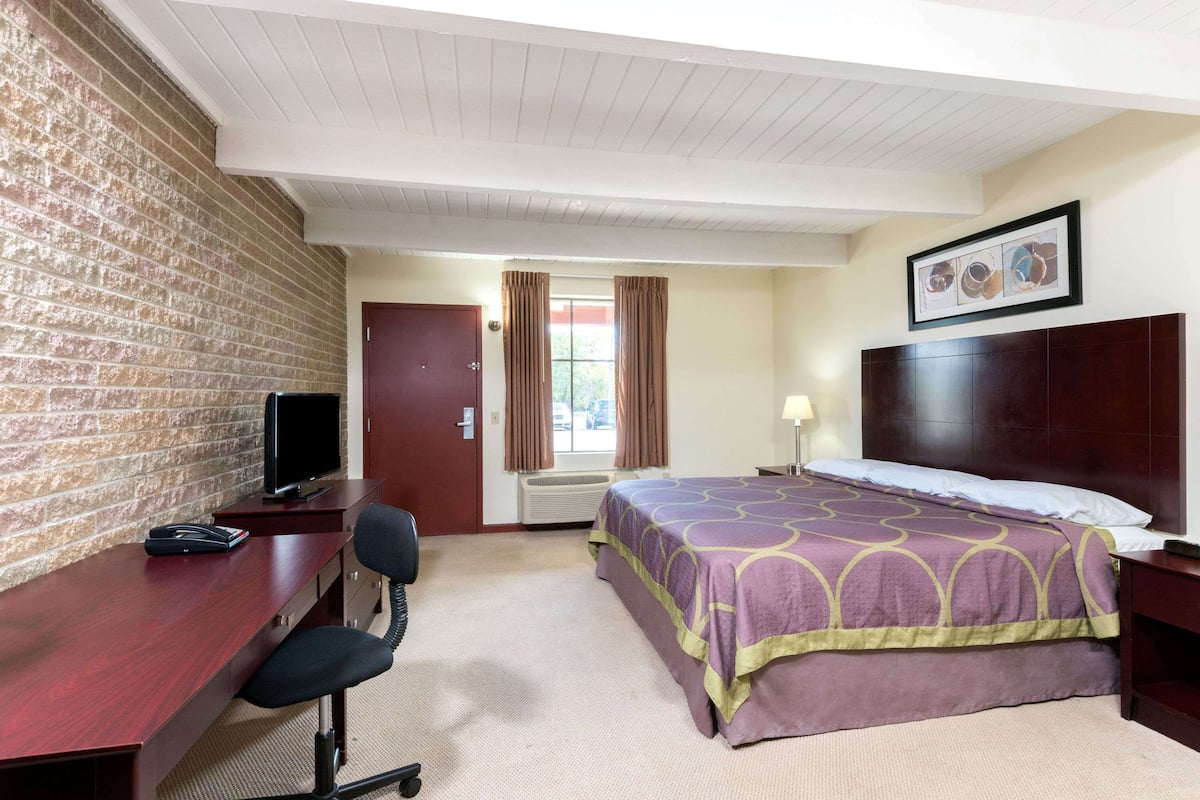 Desk, blackout curtains, soundproofing, iron/ironing board