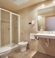 Shower, free toiletries, hair dryer, bidet