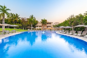 2 outdoor pools, open 8:00 AM to 8:00 PM, pool umbrellas, sun loungers