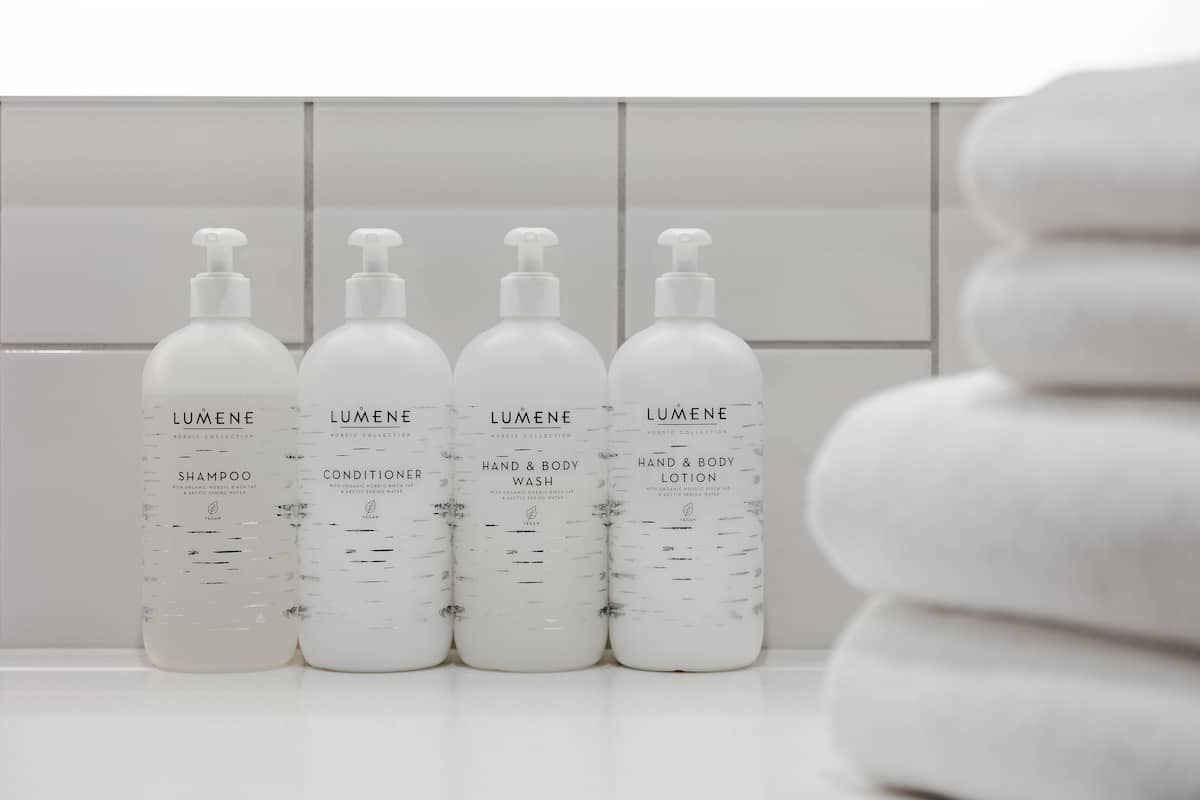 free toiletries, hair dryer, bidet, towels