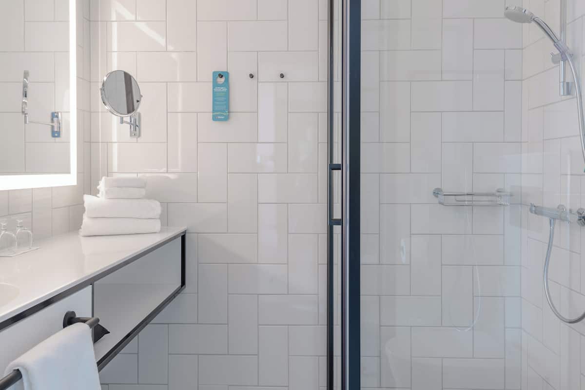 free toiletries, hair dryer, bidet, towels