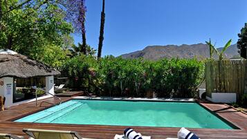 Outdoor pool, sun loungers