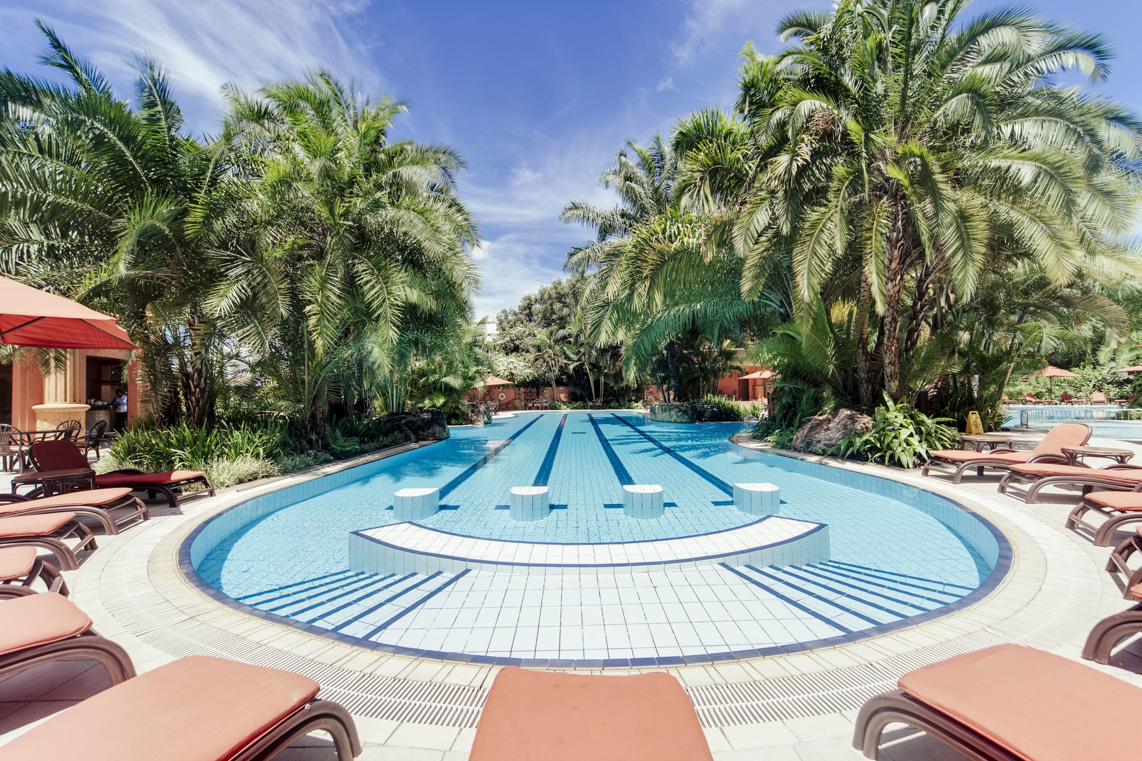 Outdoor pool, open 6:00 AM to 6:00 PM, pool umbrellas, sun loungers