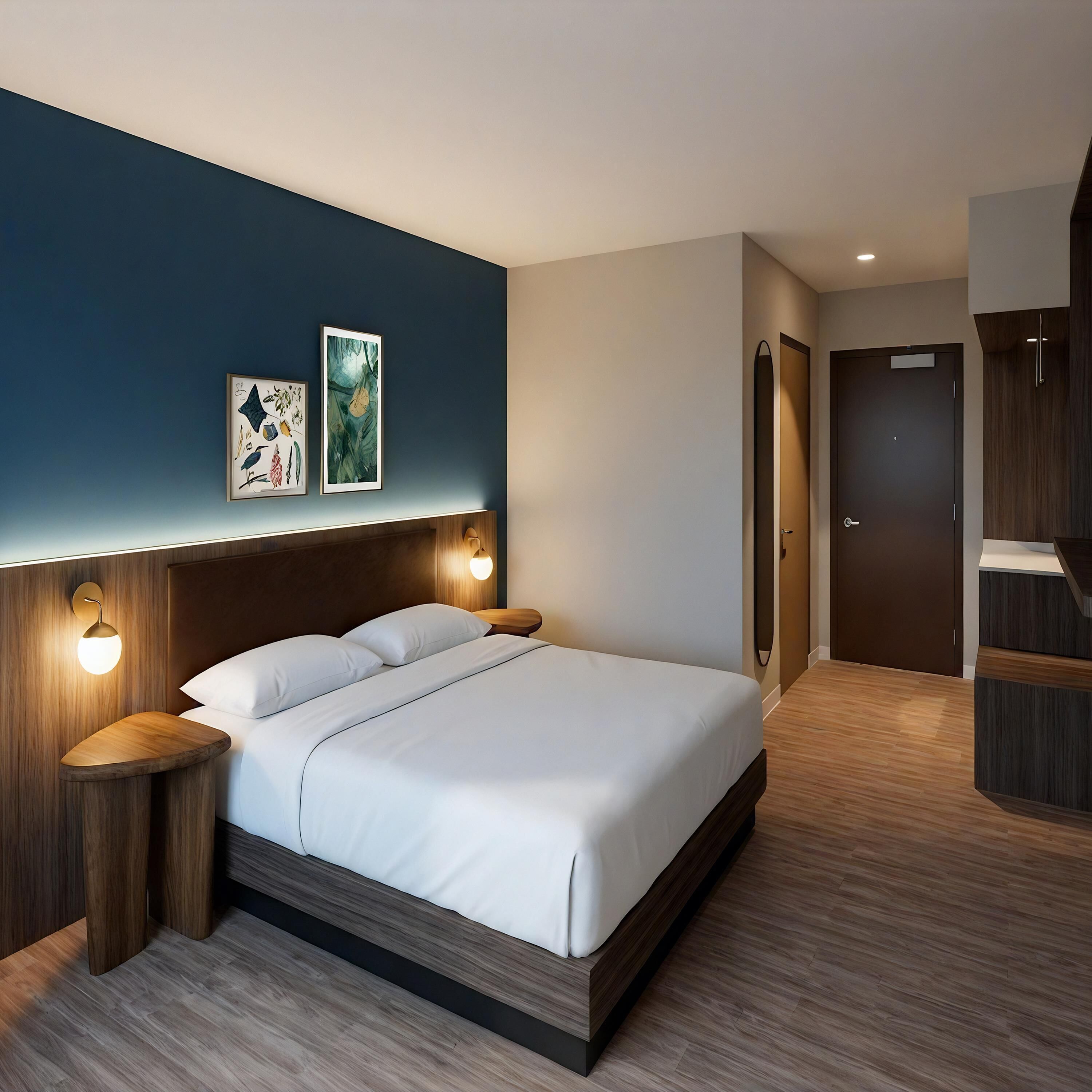 华丽客房, 1 张特大床 | 防过敏的被褥、客房内保险箱、办公桌、熨斗/熨衣板