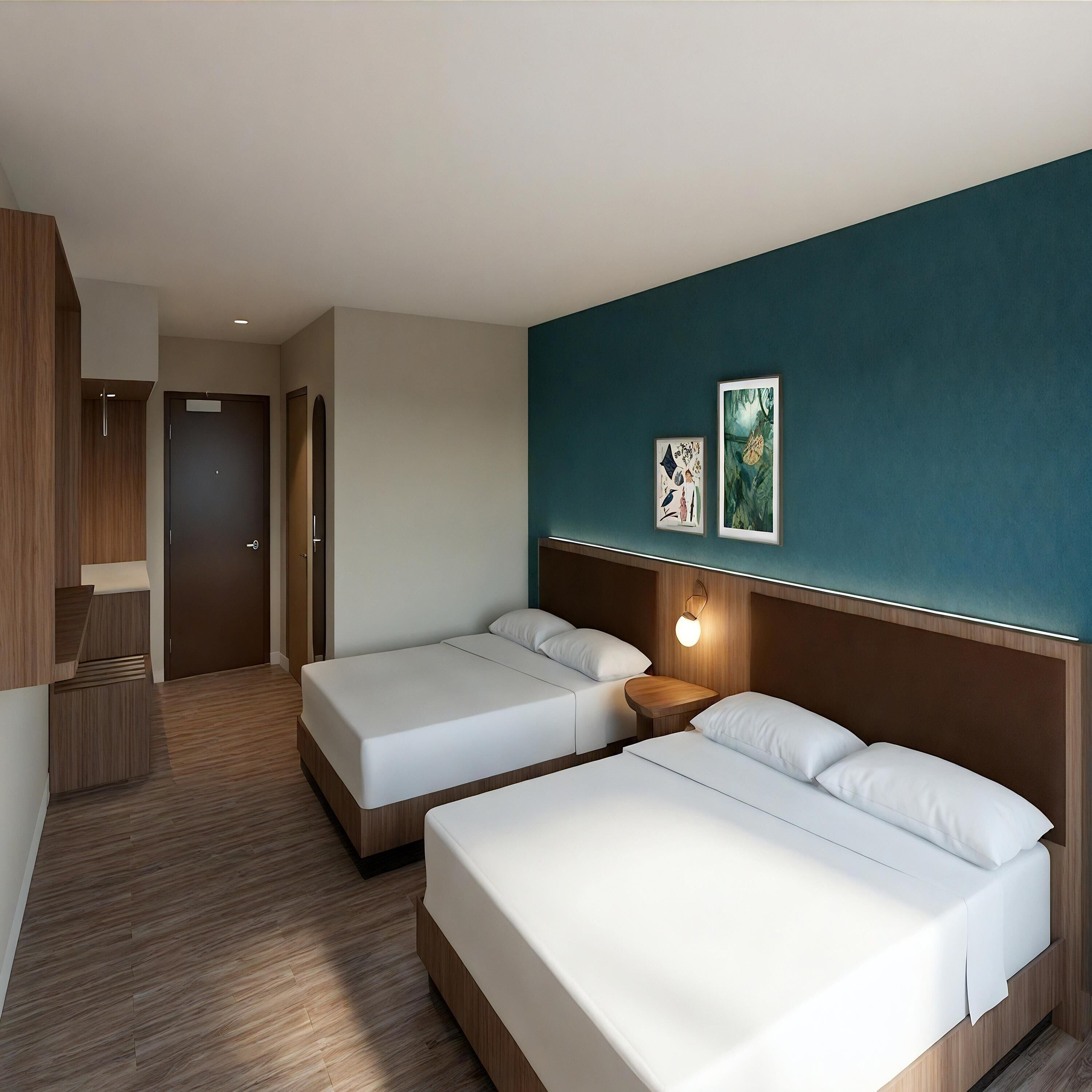 华丽客房, 2 张双人床 | 防过敏的被褥、客房内保险箱、办公桌、熨斗/熨衣板