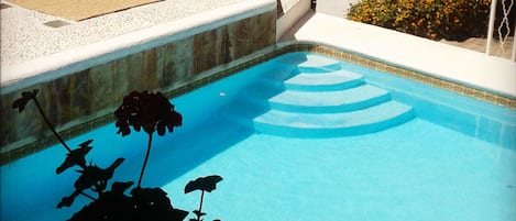 Outdoor pool, pool loungers