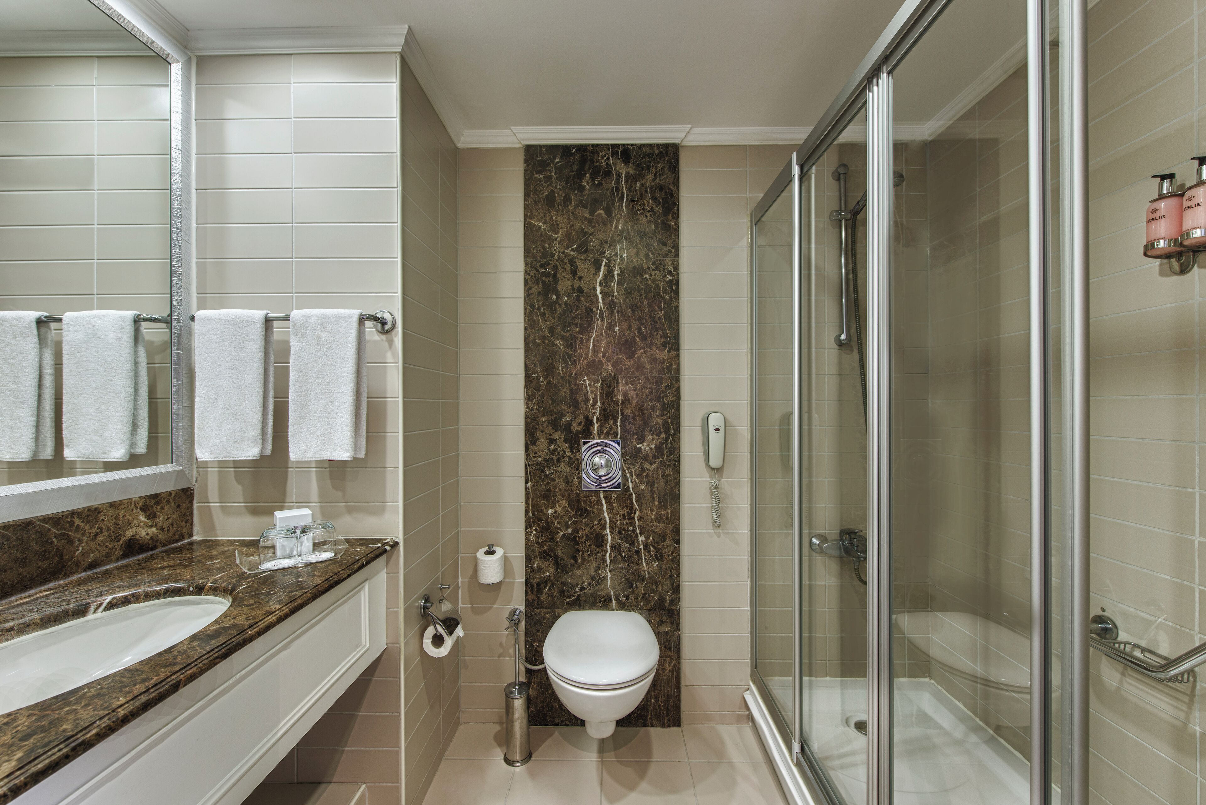 Bathroom | Shower, free toiletries, hair dryer, slippers