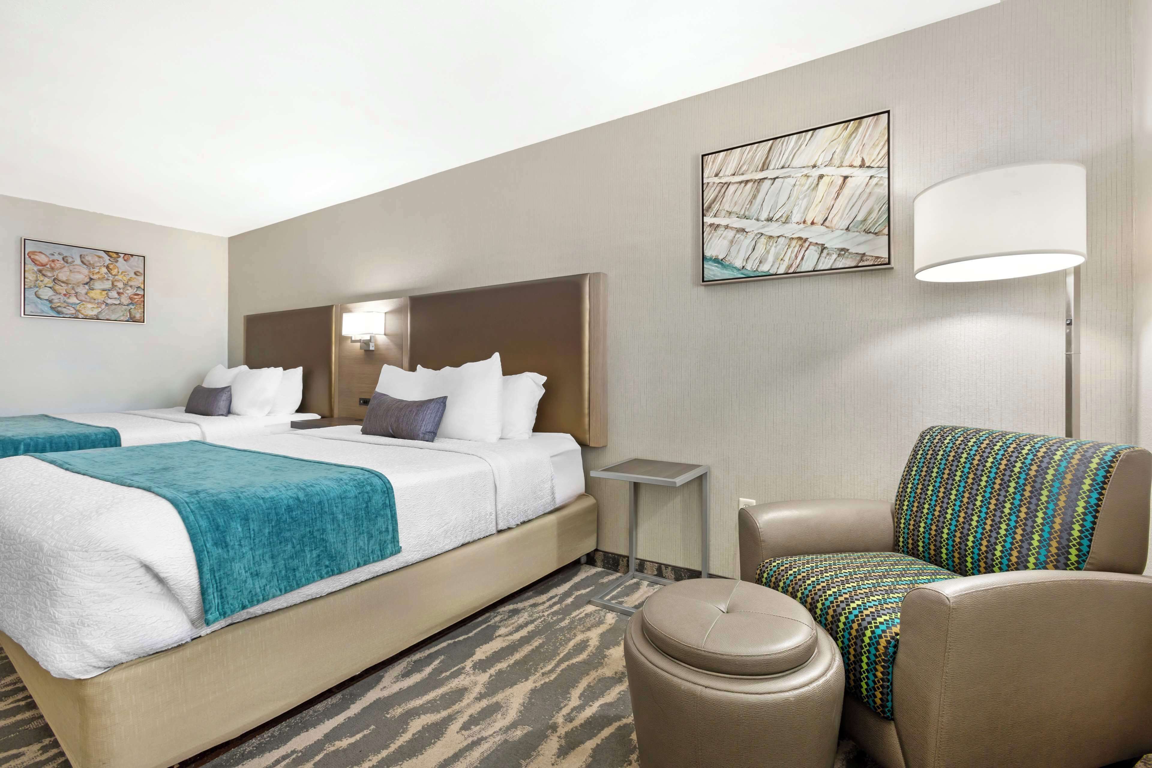 standard room, 2 queen beds, non smoking, refrigerator & microwave | pillow-top beds, individually decorated, individually furnished, desk