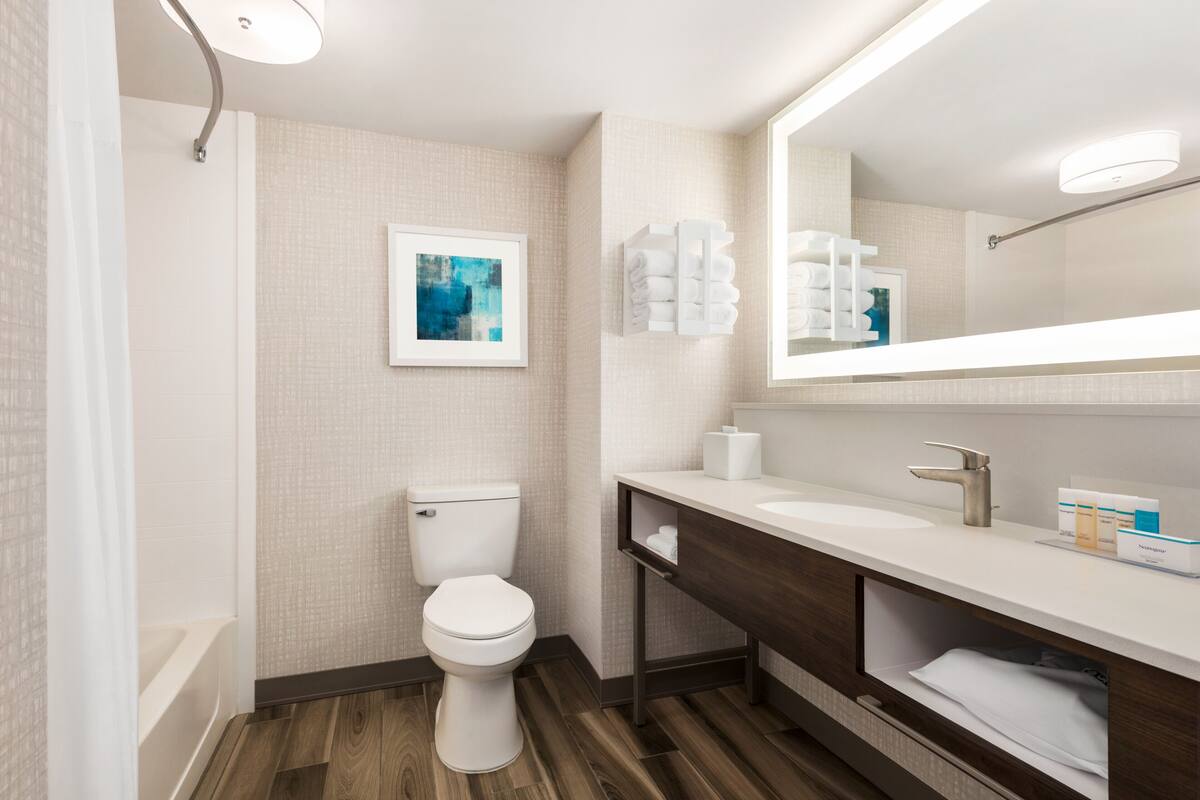 free toiletries, hair dryer, towels