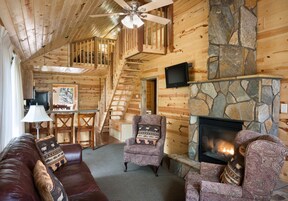Executive Cabin, 3 Bedrooms, Kitchen | Living area | 35-inch flat-screen TV with cable channels, TV