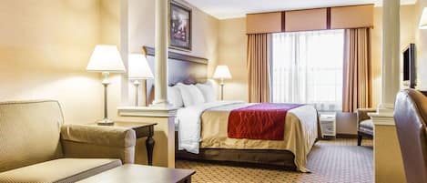 1 bedroom, down comforters, desk, blackout drapes