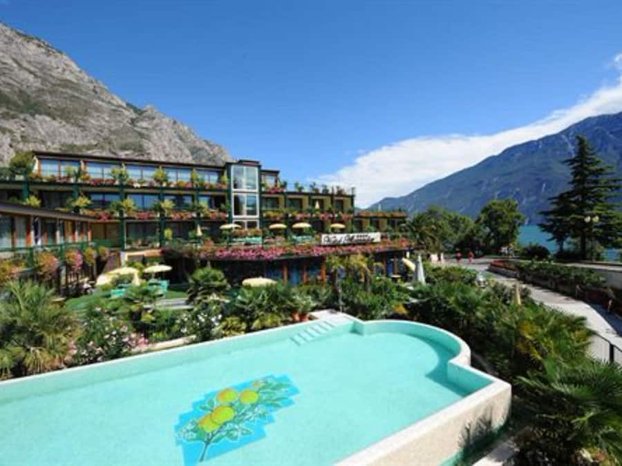 Outdoor pool, pool umbrellas, pool loungers