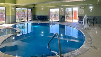 Indoor pool, open 8:30 AM to 10:00 PM, sun loungers