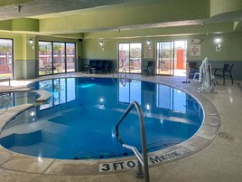 Indoor pool, open 8:30 AM to 10:00 PM, sun loungers
