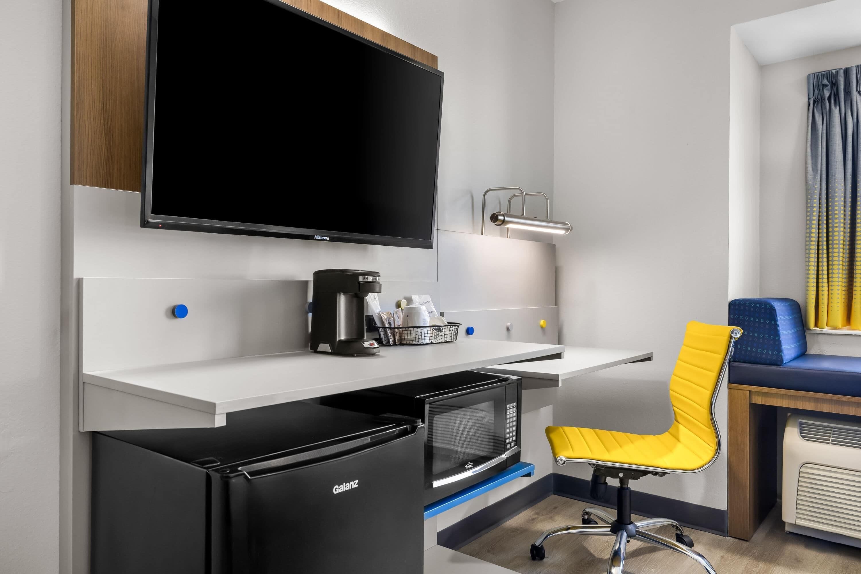 Individually decorated, individually furnished, desk, laptop workspace