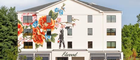 Façana frontal de l'allotjament (vespre/nit)