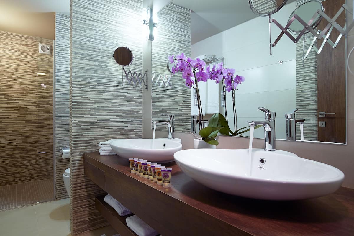 Ducha, artículos de higiene personal gratuitos y secador de pelo