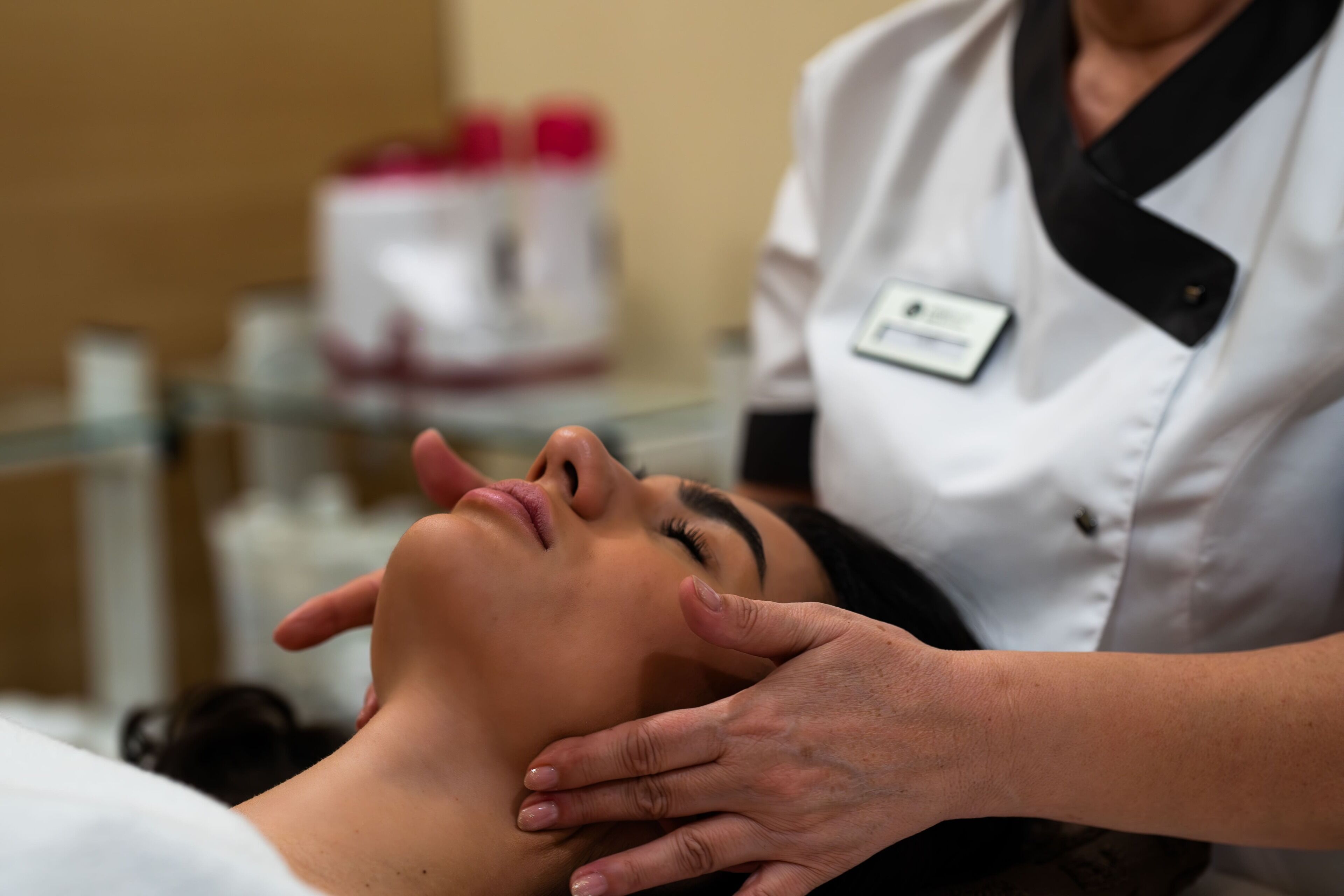 A person receiving a facial treatment.