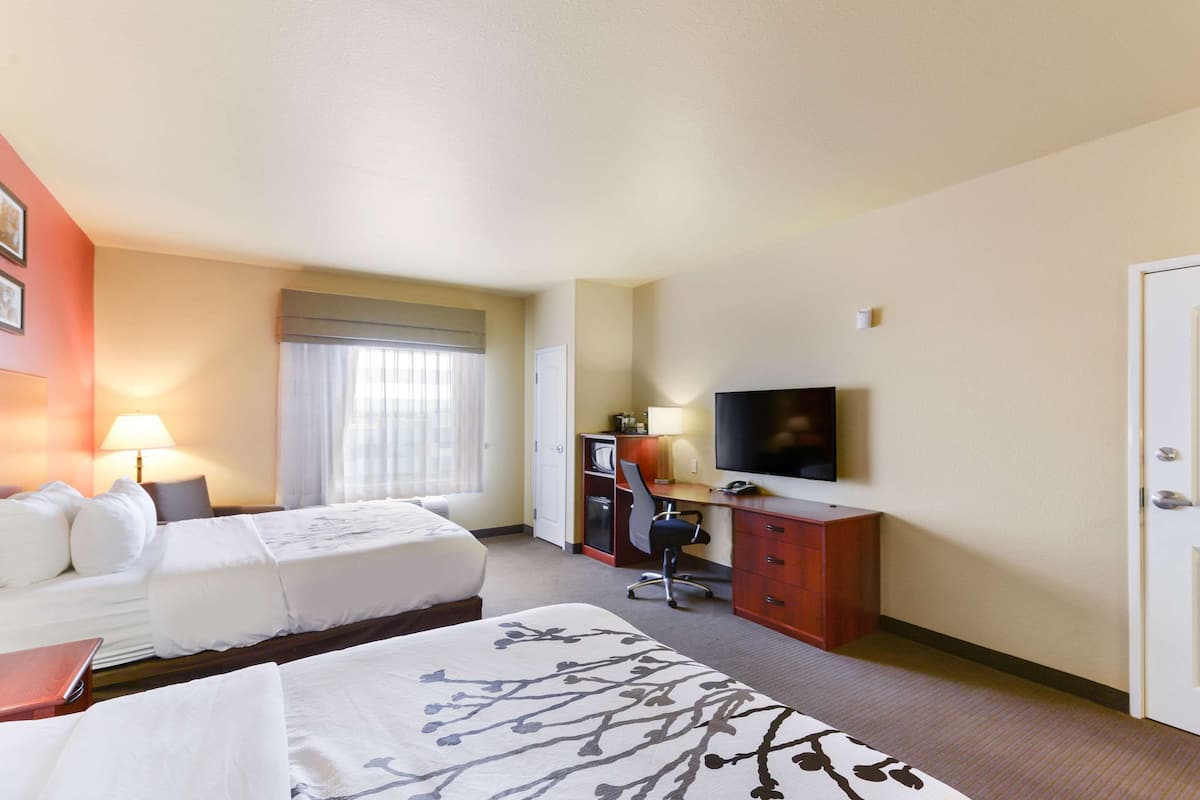 room, 2 queen beds, accessible, non smoking | desk, blackout curtains, iron/ironing board, free cots/infant beds