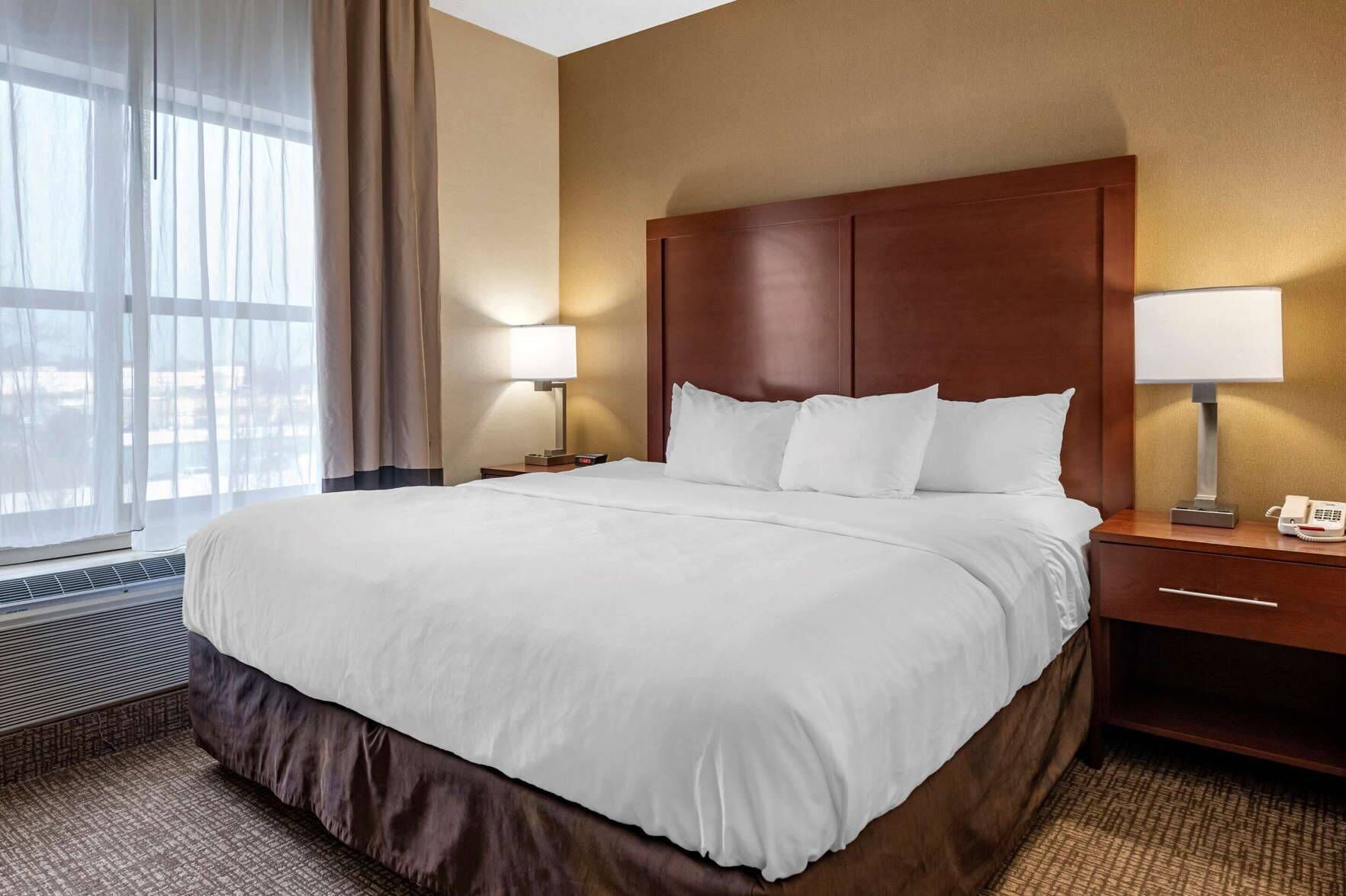 Pillow-top beds, desk, blackout curtains, iron/ironing board