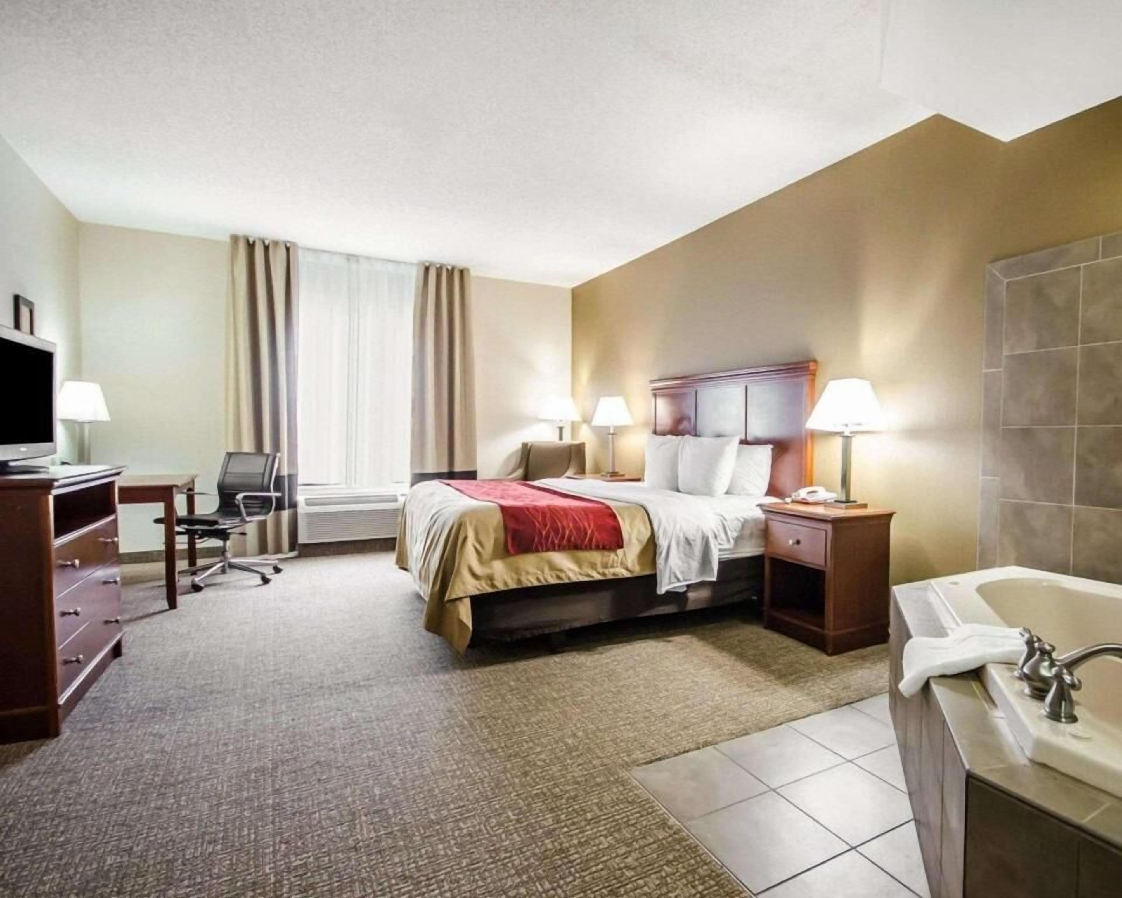 Pillow-top beds, desk, blackout curtains, iron/ironing board