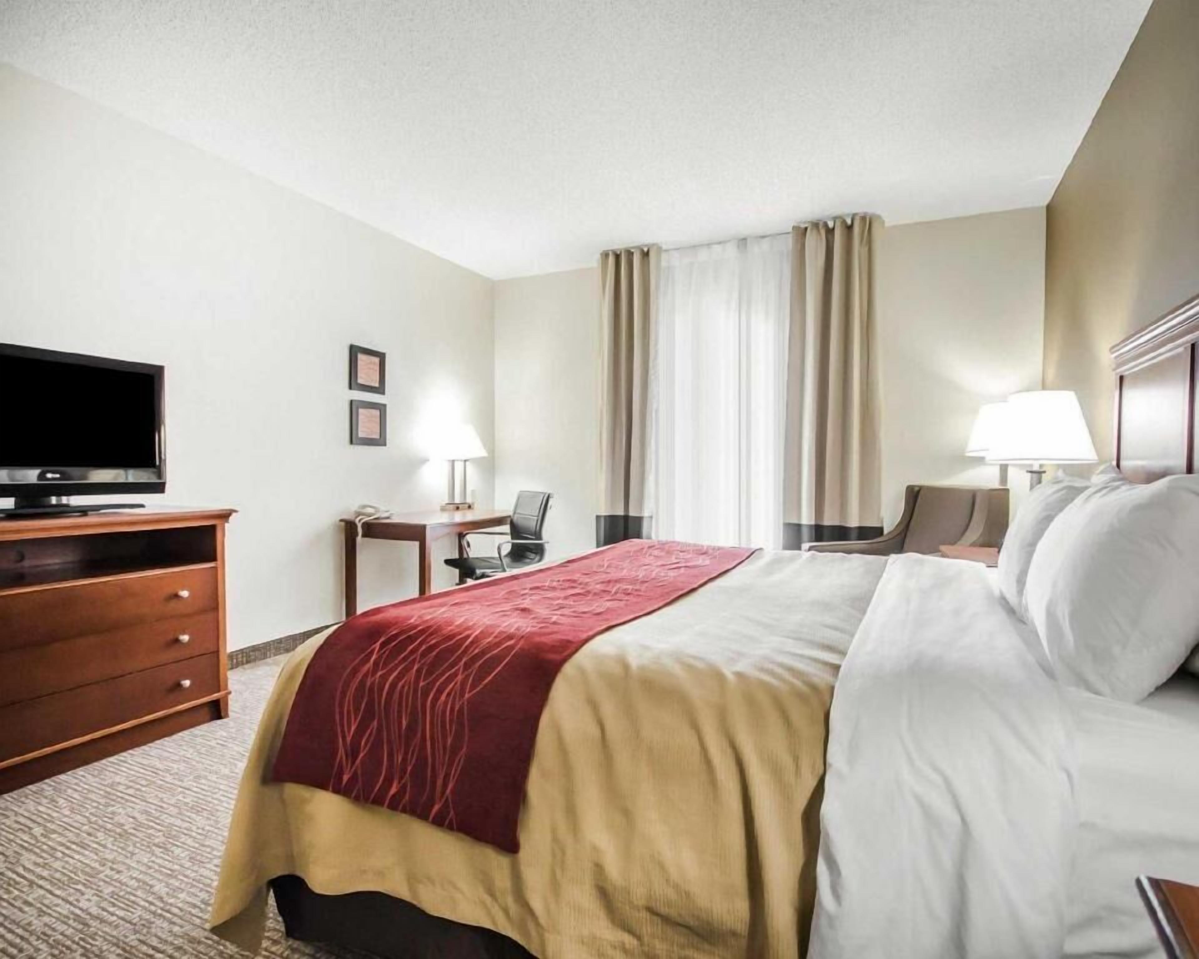 Pillow-top beds, desk, blackout curtains, iron/ironing board