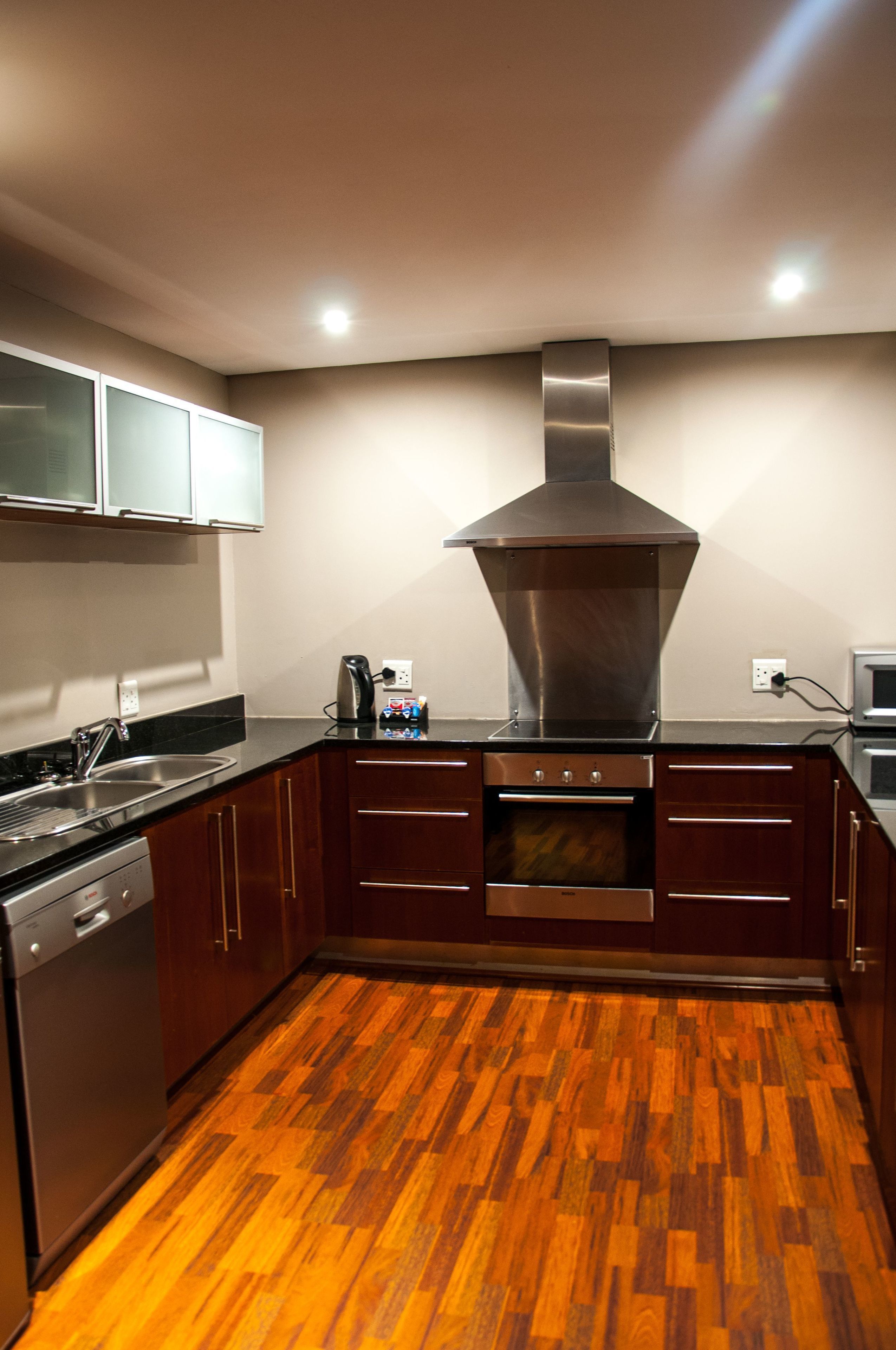 standard apartment (double bed) | private kitchen | full-sized fridge, microwave, stovetop, dishwasher
