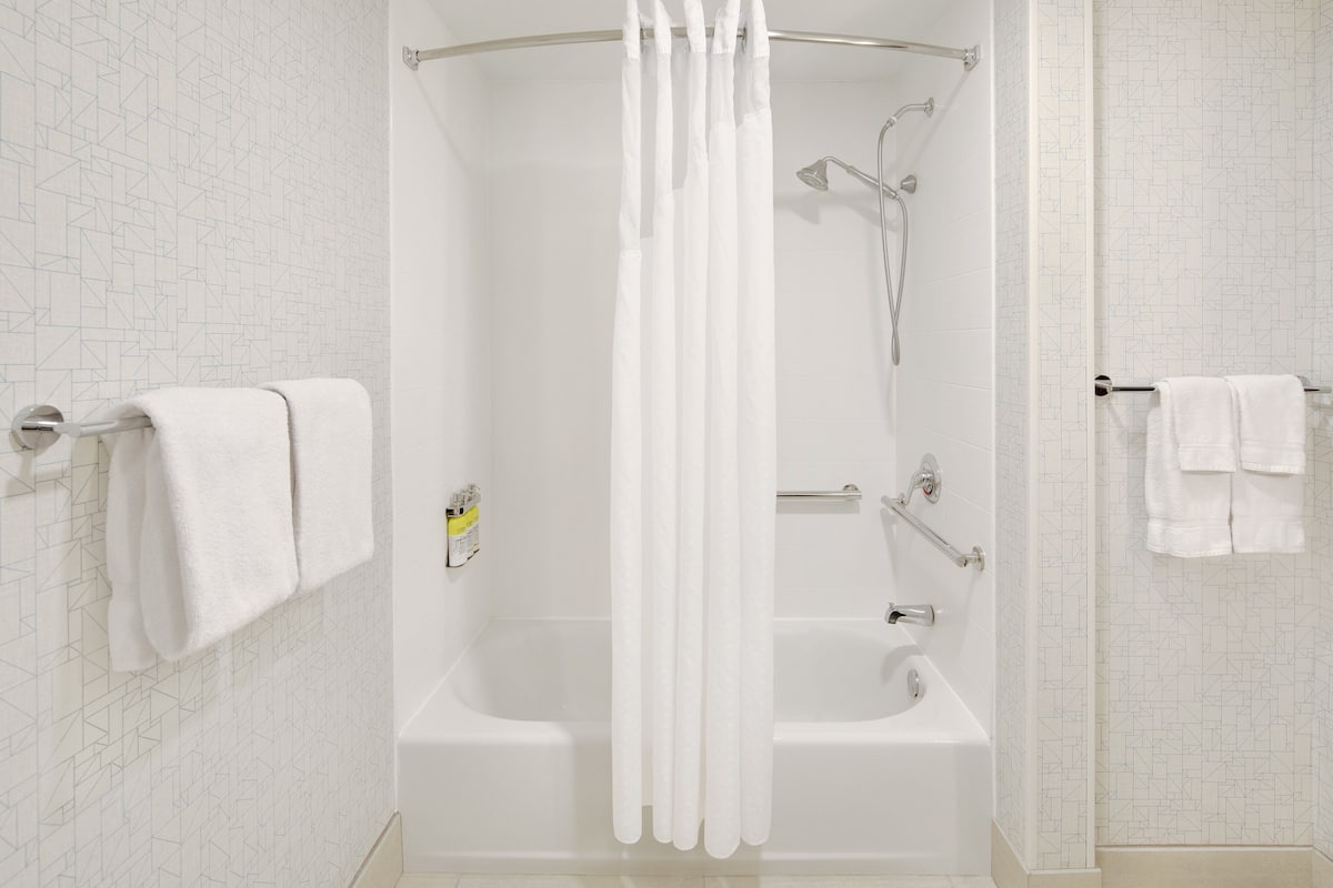 free toiletries, hair dryer, towels