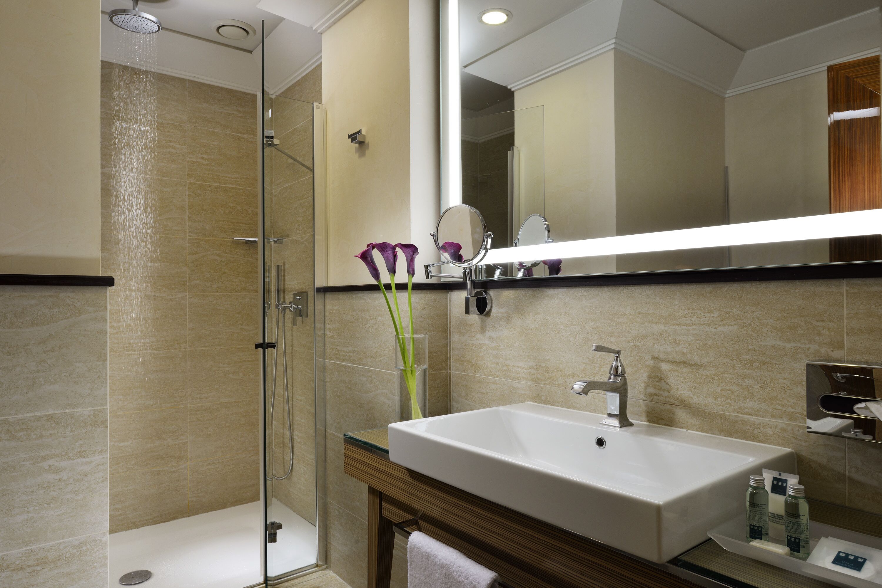 free toiletries, hair dryer, bidet, towels