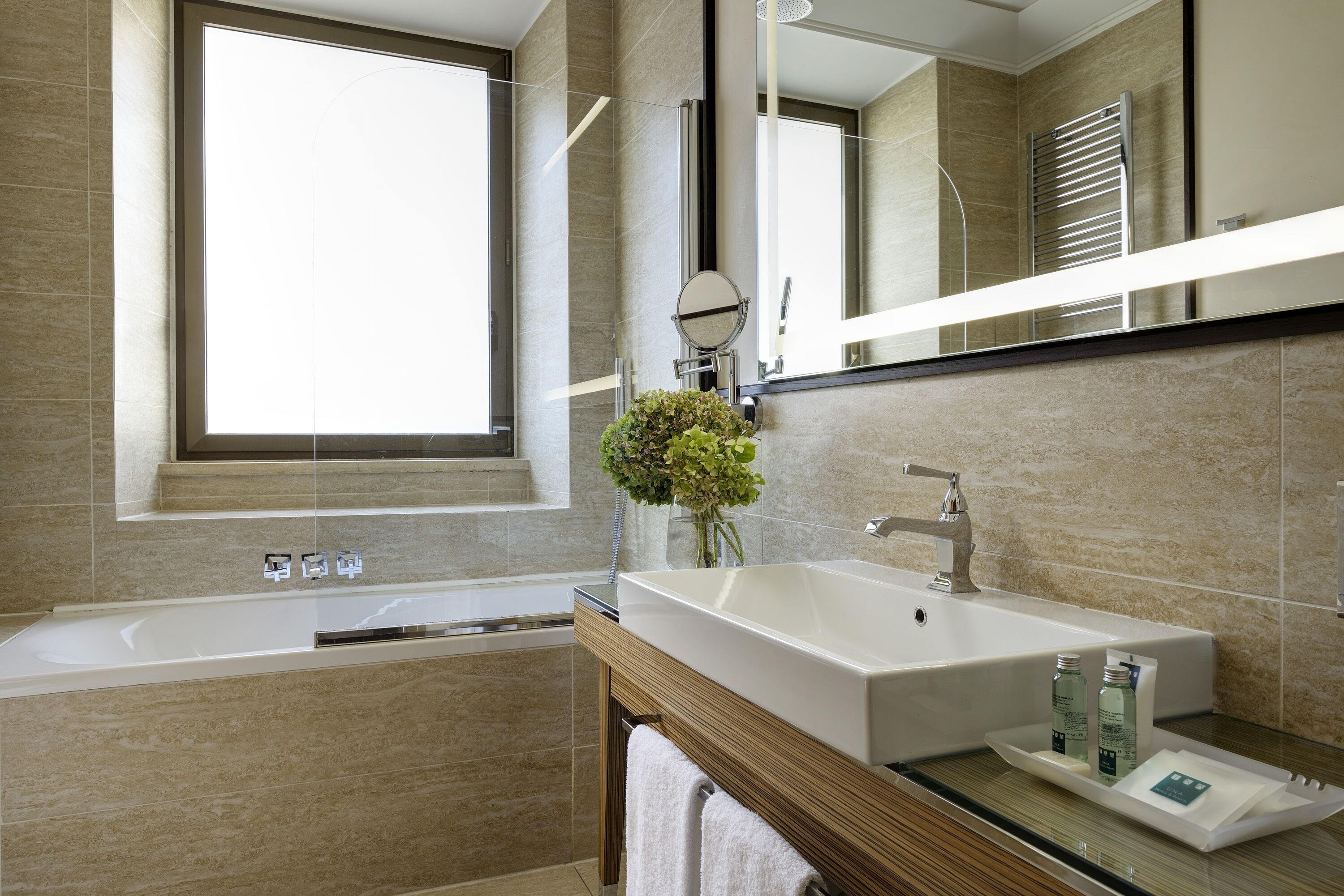 free toiletries, hair dryer, bidet, towels