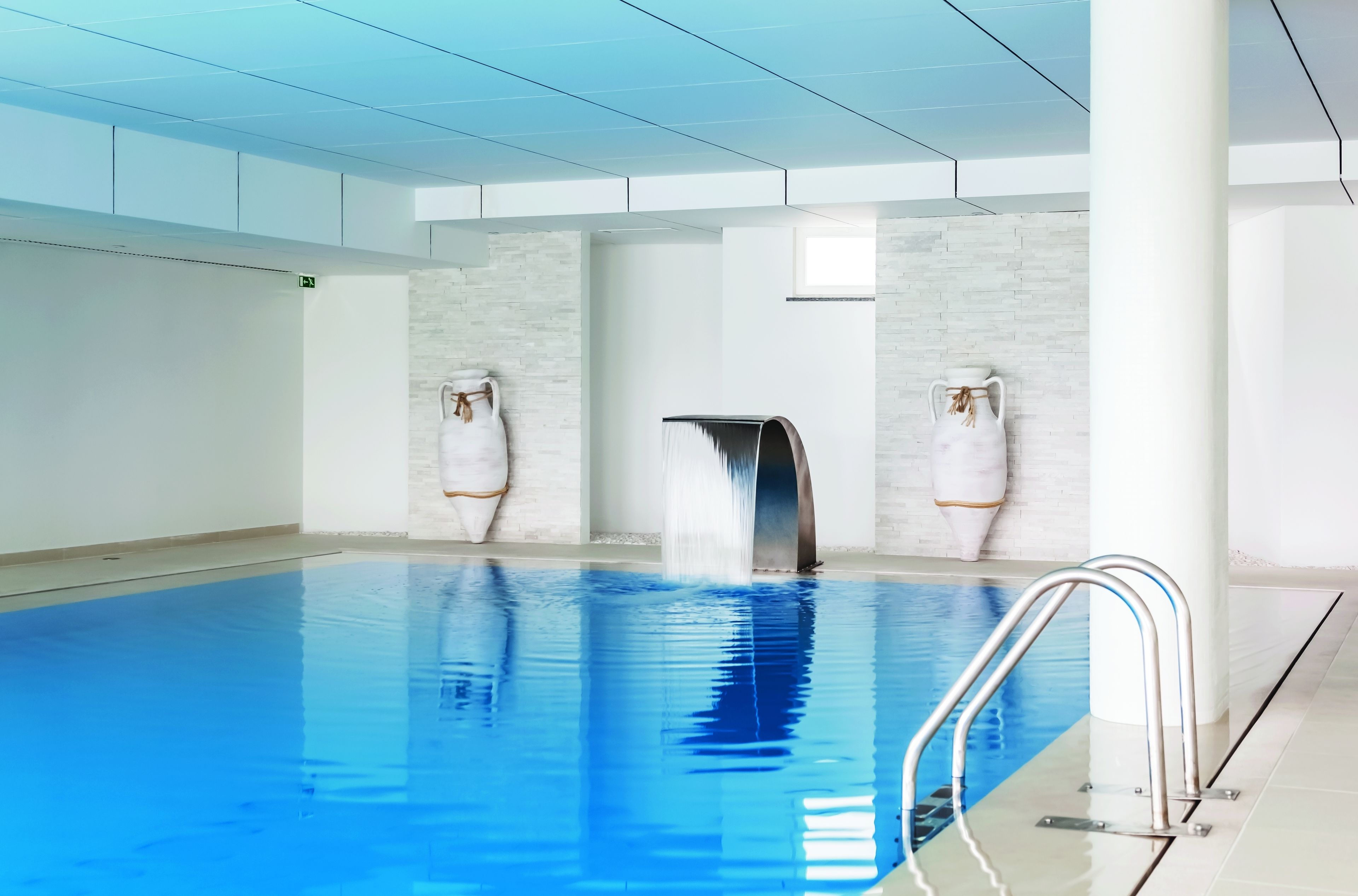 Indoor pool, outdoor pool, pool loungers