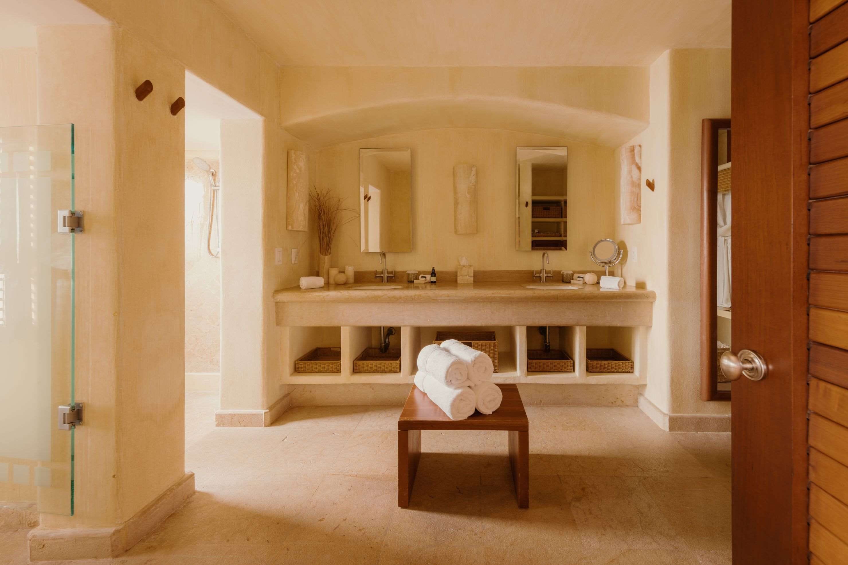 cala de mar penthouse master suite | bathroom | shower, rainfall showerhead, free toiletries, hair dryer