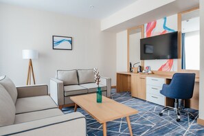 Junior Suite, 1 King Bed, Non Smoking | Living area | 121-cm LCD TV with cable channels, TV - Ramada by Wyndham Astana (Astana)