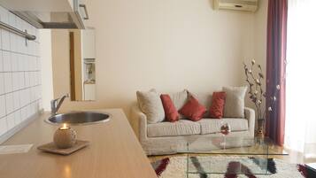 Apartment, 1 Bedroom, Kitchen | Living room | 21-inch TV with digital channels