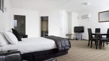 Desk, blackout curtains, iron/ironing board, free WiFi