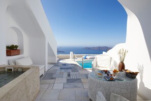 Honeymoon Suite, 1 Bedroom, Jetted Tub, Sea View ( Caldera View) | View from room - Iliovasilema Suites (Santorini)
