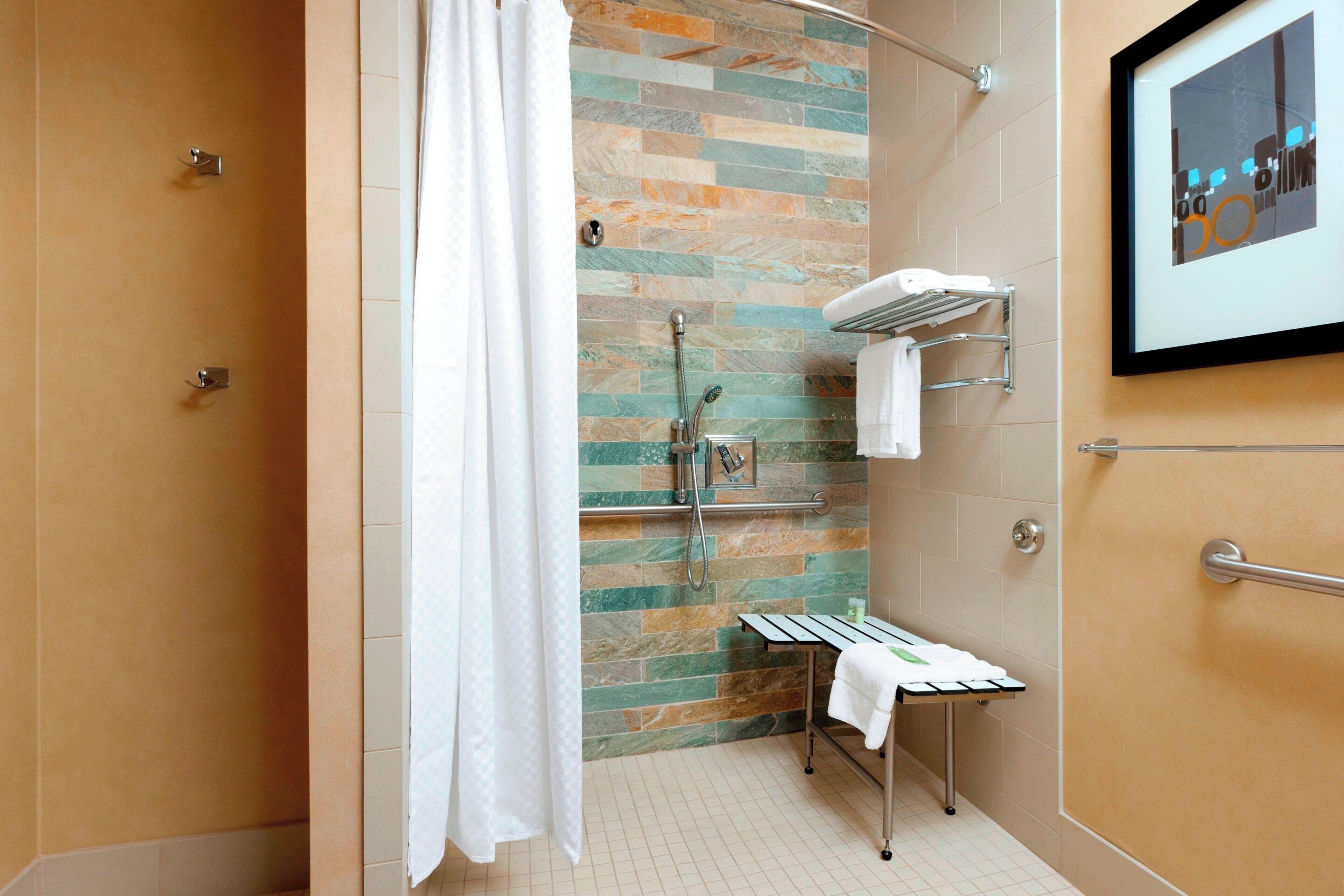 rainfall showerhead, free toiletries, hair dryer, bathrobes