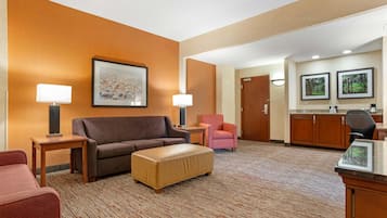 Desk, blackout drapes, iron/ironing board, free cribs/infant beds