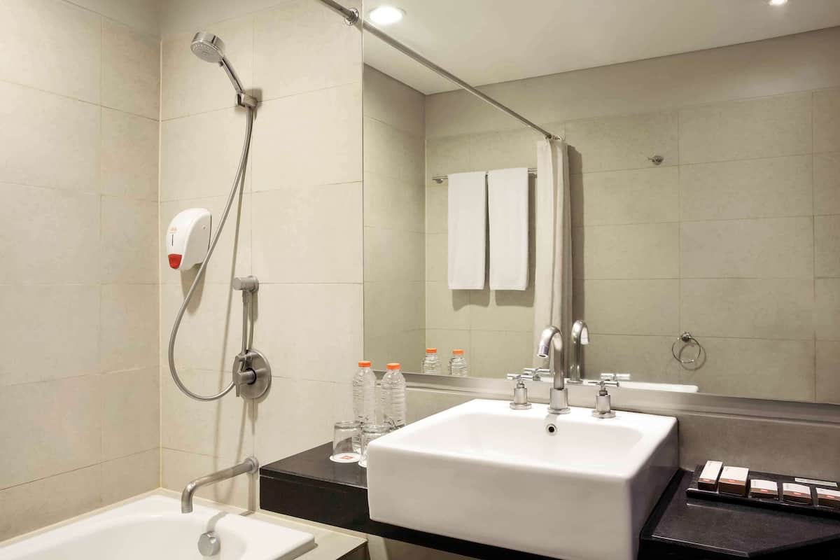 shower, eco-friendly toiletries, hair dryer, slippers