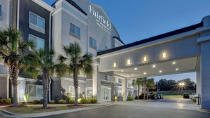 A Fairfield by Marriott hotel with a modern facade, clear signage, and a well-lit entrance.