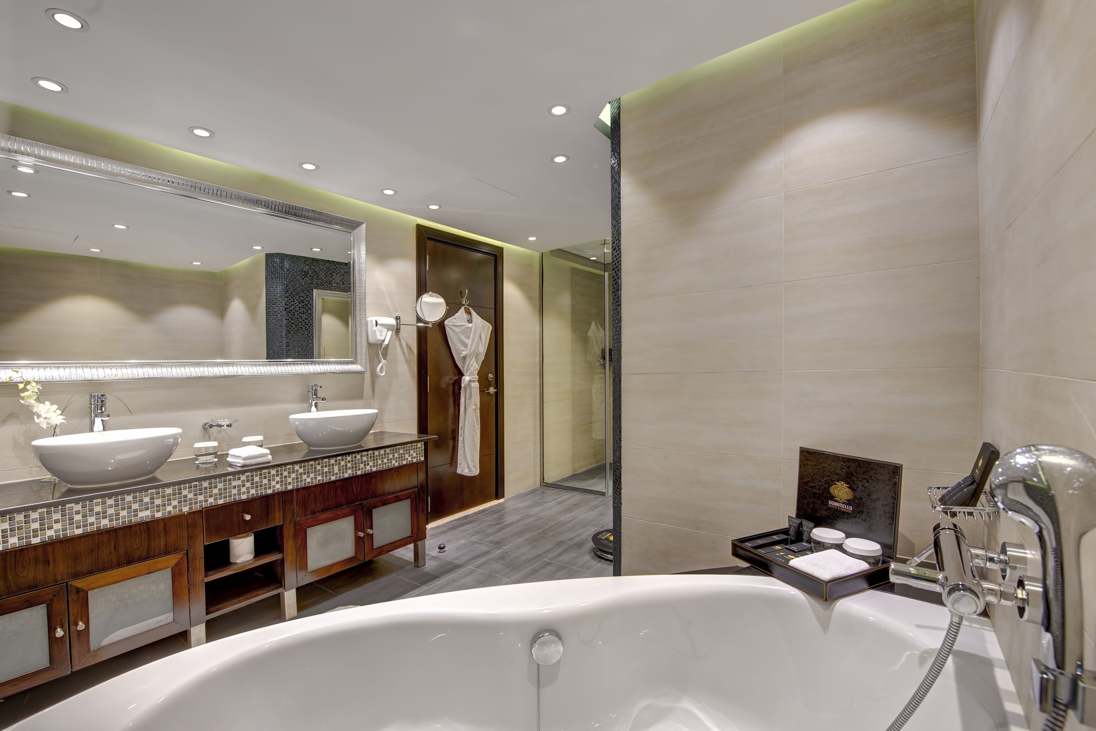 grand suite | bathroom | deep-soaking bathtub, free toiletries, hair dryer, bathrobes