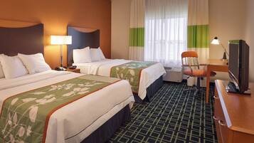 Room, 2 Double Beds | Individually decorated, individually furnished, desk, laptop workspace