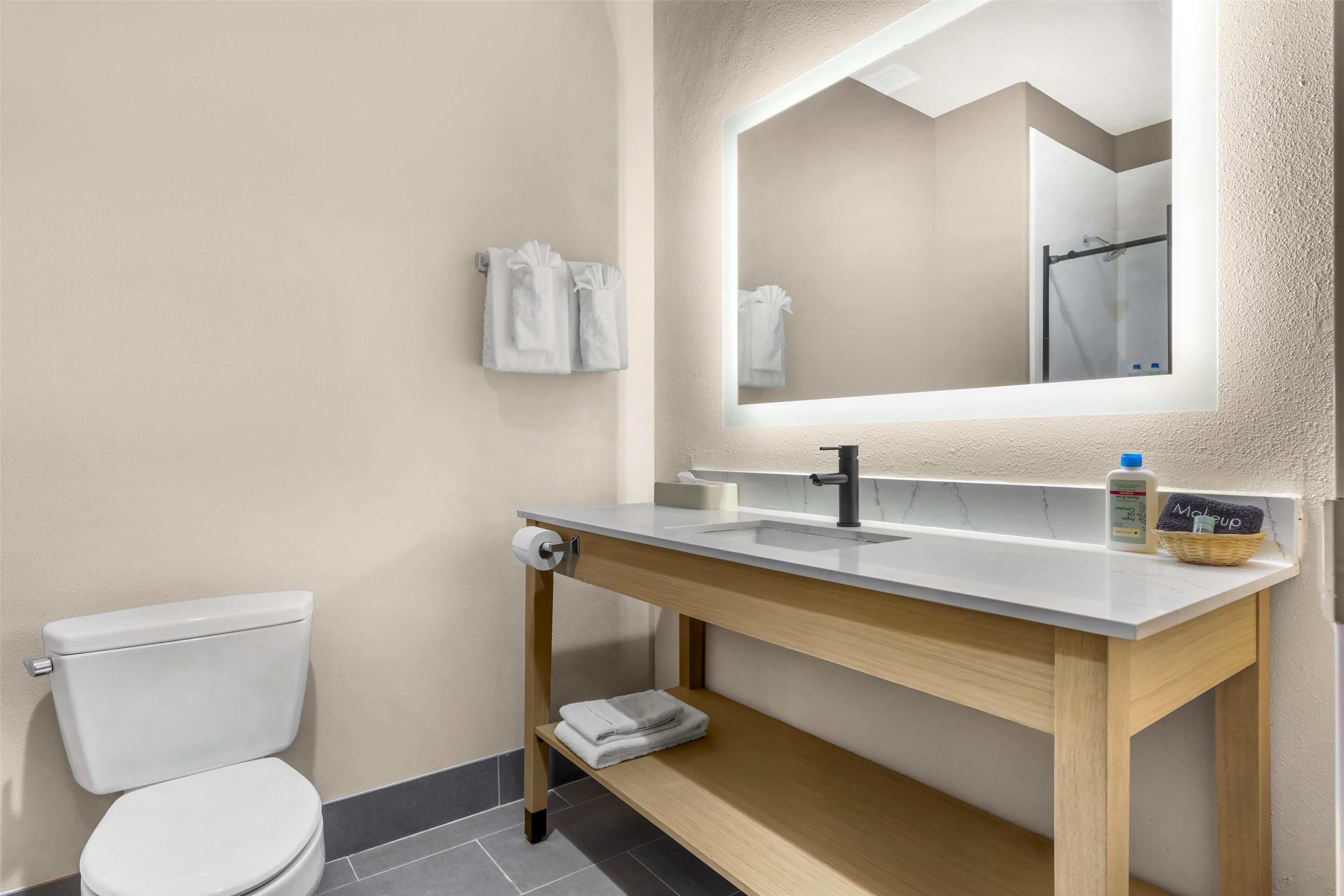 combined shower/bathtub, hair dryer, towels