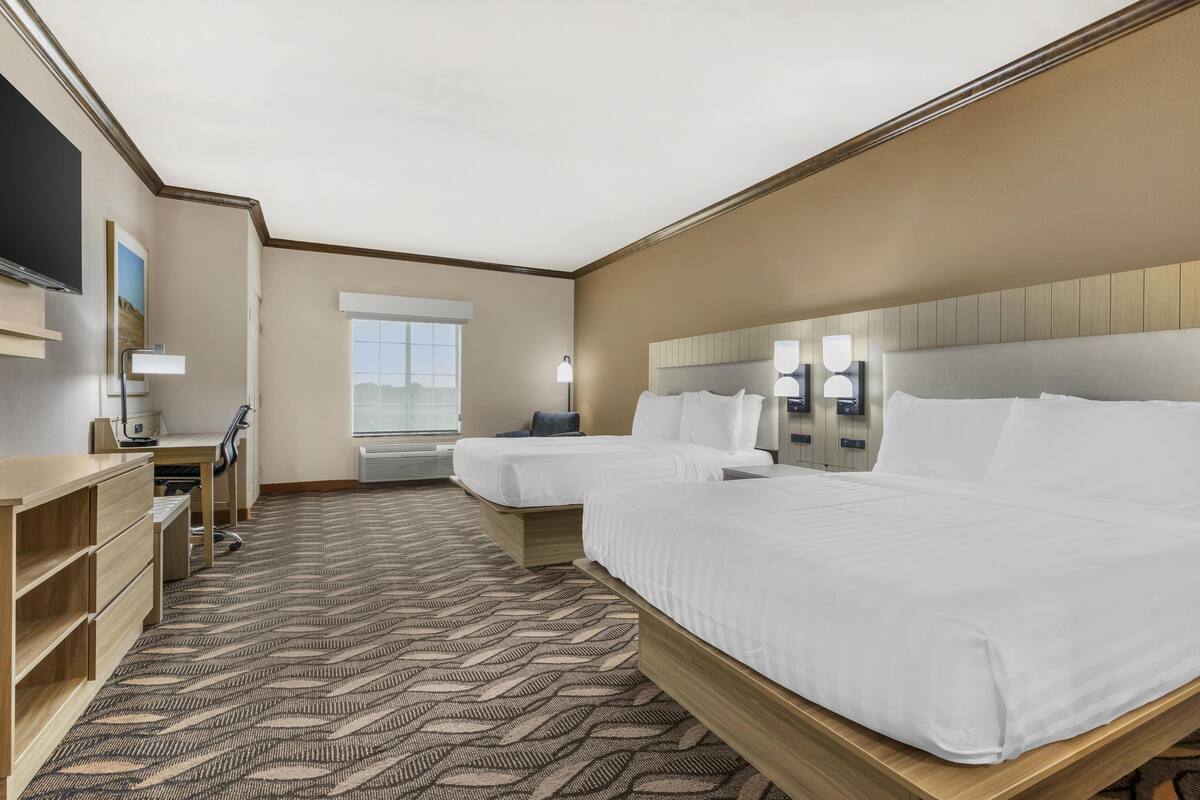 desk, laptop workspace, iron/ironing board, internet