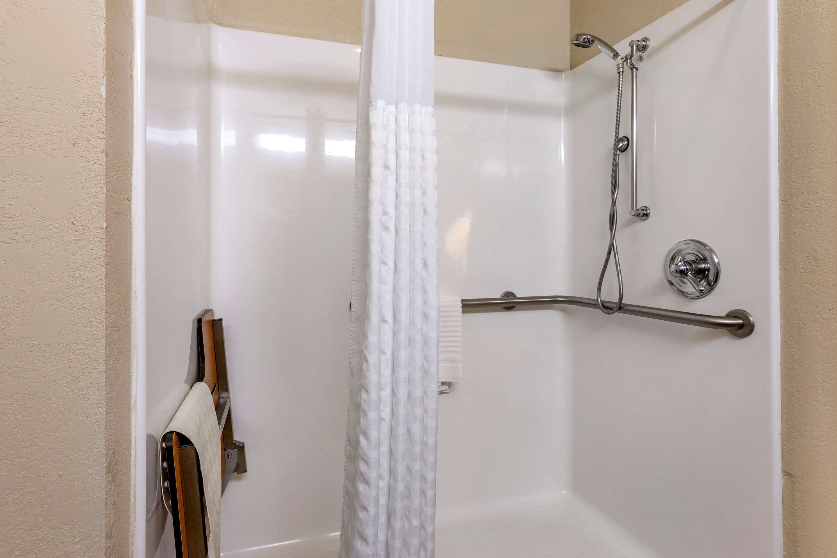 suite, 1 king bed with sofa bed, accessible, non smoking | bathroom | combined shower/bathtub, deep-soaking bathtub, free toiletries