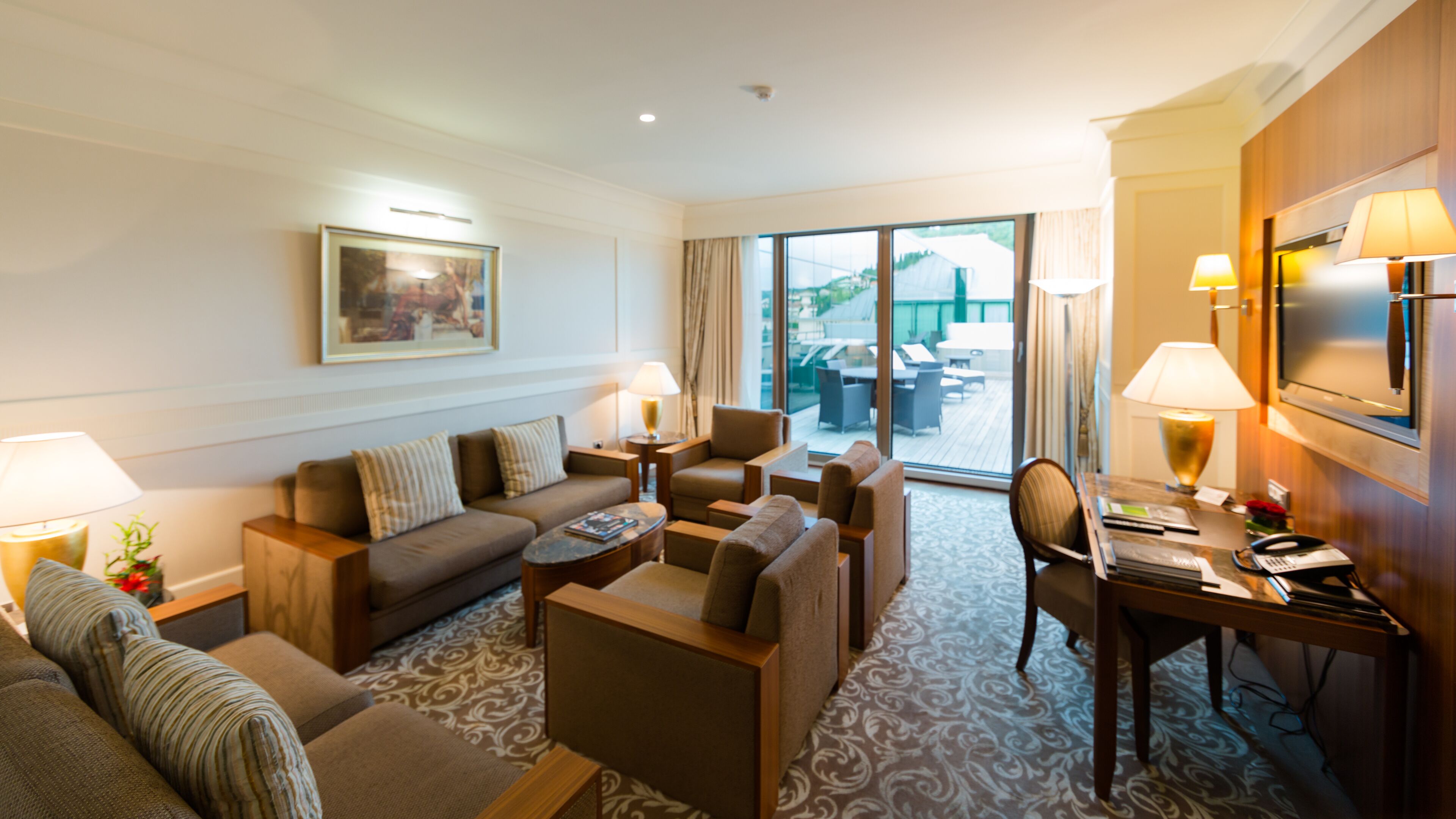 suite, sea view (laguna suite) | living room | lcd tv, pay films