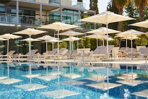 Indoor pool, seasonal outdoor pool, pool cabanas (surcharge)