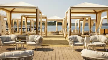 Private beach, beach cabanas, sun loungers, beach umbrellas