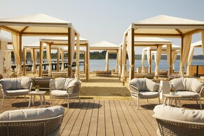 Private beach, beach cabanas, sun loungers, beach umbrellas