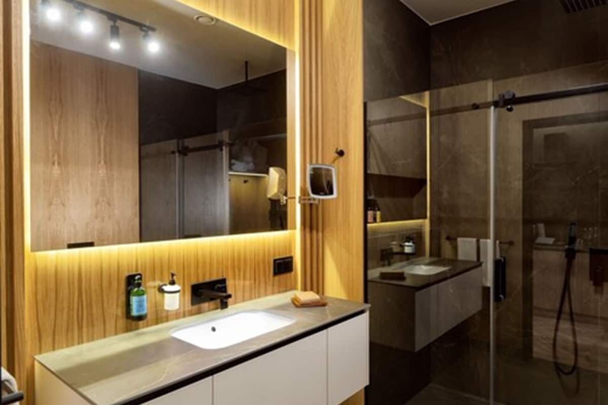 kenzo junior suite | bathroom | designer toiletries, hair dryer, bathrobes, bidet